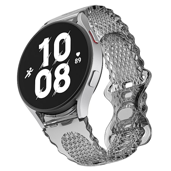 Tpu-ranneke Samsung Galaxy Watch4 40mm 44mm / Watch 5 40mm 44mm, läpinäkyvä ranneke puolikuun muotoisella kukkareunuksella Transparent Grey