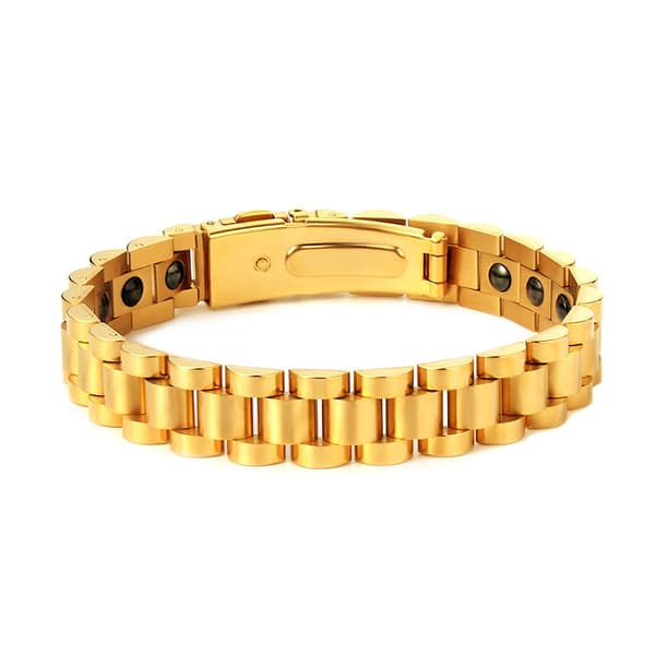 Armbånd til magnetisk sort hæmatit, urkæde-stil armbånd til justerbar pasform (guld)