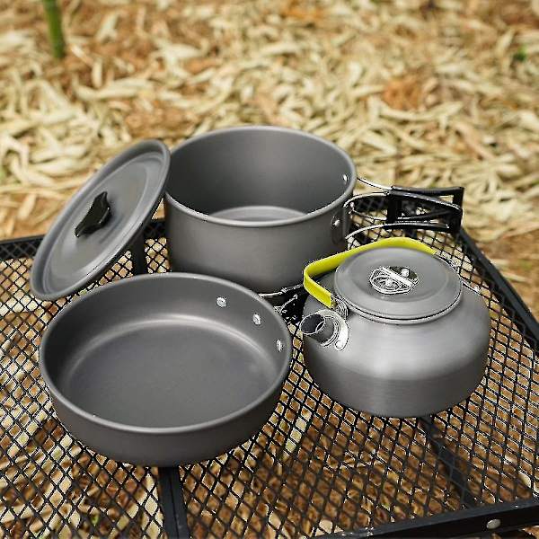 Aluminium Udendørs Camping Køkkengrej Sæt Folde Kogesæt Camping Tekande Og Pander Sæt Udstyrlightweig