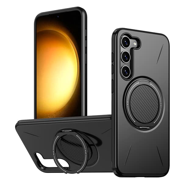 Etui til Samsung Galaxy S23, roterende støtteben TPU + PC (sort)