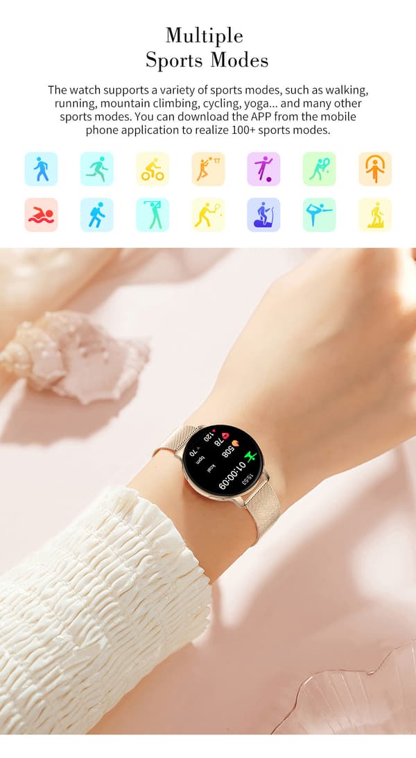 Smartwatch S53, 1,39 tommer rund skærm Bluetooth-opkald skridttælling søvn (sort)