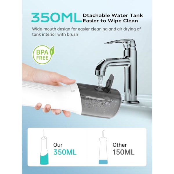 Oral Irrigator - 350 ml tank, 5 lägen LED-display, svart