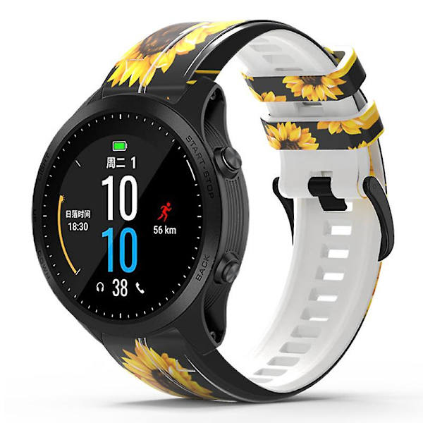 Hurtigudløselig urrem i silikone med trykt mønster til Garmin Forerunner 965/955/945/935 Style D