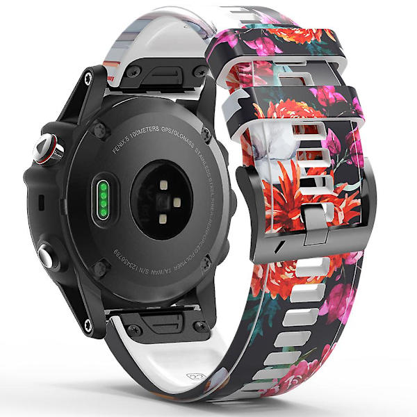 Hurtigudløselig urrem i silikone med trykt mønster til Garmin Forerunner 965/955/945/935 Style I