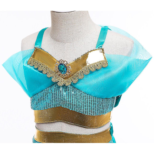 Jenter Arabian Princess Costume Kids Jasmine Dress For Carnival Children Aladdin Lamp Fancy Outfit 140cm