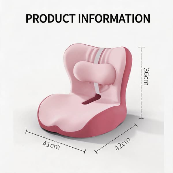 2-i-1 Rygg- och Sittdyna med Svankstöd, Integrerad L-formad Memory Foam (Beige)
