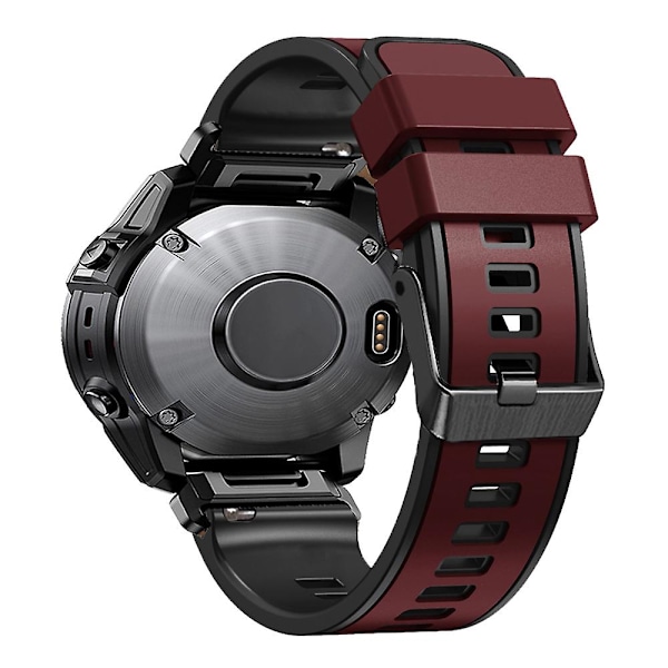 Snabbkoppling i två färger, mjukt silikon sportarmband för Garmin Tactix 7 Pro/Tactix Delta Wine Red    Black