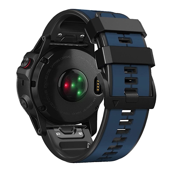 Silikonarmband för Garmin Tactix 7 Pro/Fenix 7X/Fenix 6X Pro, 26 mm, ersättningsarmband för smartklocka, tvåfärgat Dark Blue Black
