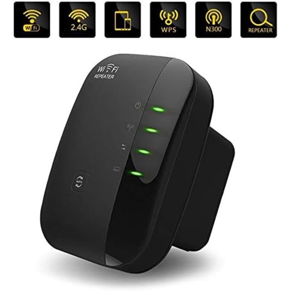 Wi-Fi Forstærker Repeater 300 Mbps (Sort)