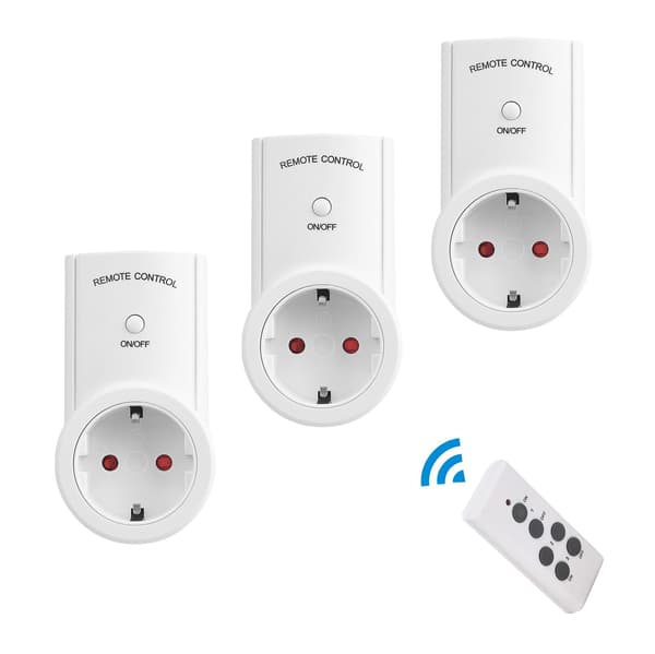 Smart Timer Stikkontaktbryter, Trådløs Fjernkontroll 433Mhz Programmerbar, 220V EU (3 stk)