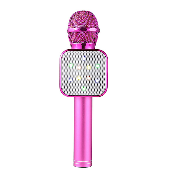 Bluetooth trådløs mikrofon LED-lys Håndholdt Karaoke ABS lydmikrofon for KTV Pink