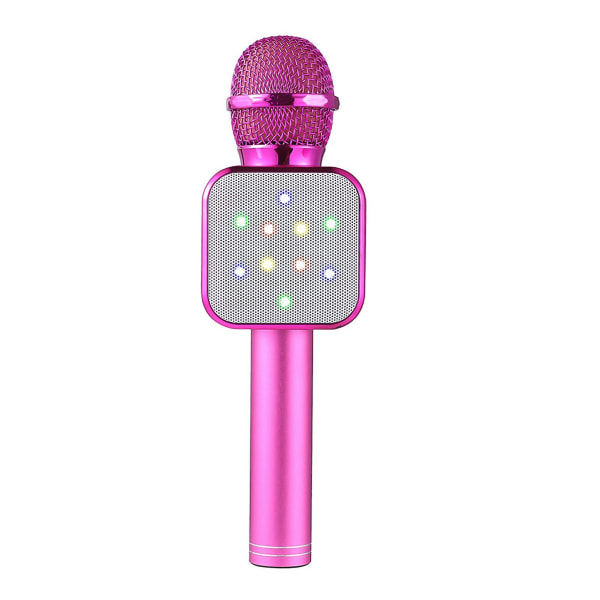 Langaton Bluetooth -mikrofoni LED-valot Kädessä pidettävä karaoke-ABS-äänimikrofoni KTV:lle Pink