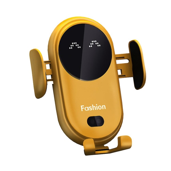 Automatisk billaddare Trådlös billaddare Biltelefonhållare Auto trådlös laddningsfäste Intelligent infraröd sensor Yellow