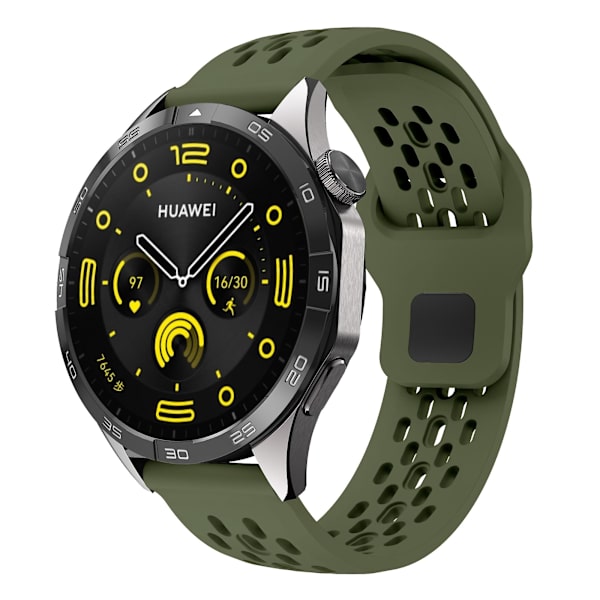 För Garmin vivoactive 5 / Venu 2 Plus Silikonklockarmband 20mm Hålig Justerbar Rem Army Green