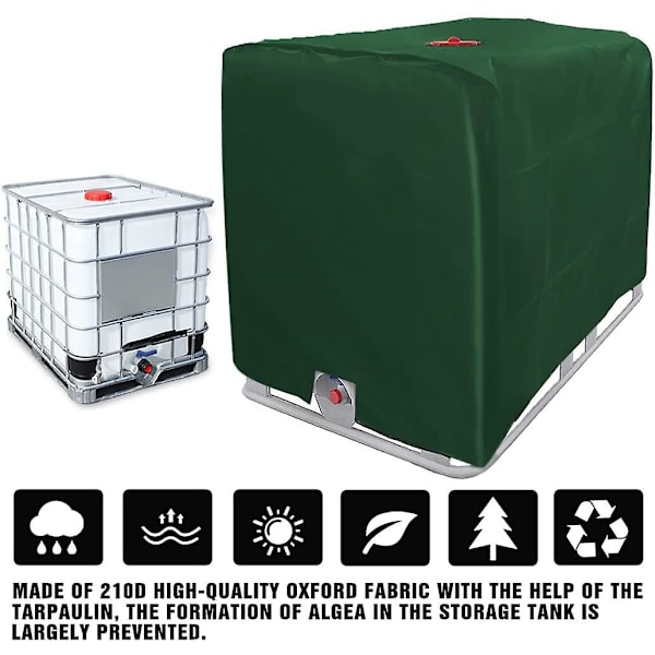 Ibc Tankin Cover 1000l Ibc Säiliöille 116 X 100 X 120 cm Vesisäiliön cover UV-suojattu Sateenkestävä (vihreä) Betterlifefg