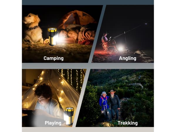 Ladattava LED-taskulamppu, 4 tilaa, kannettava (musta)