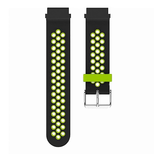 22mm Pc-stik Dual Color Silikonurrem til Huami Amazfit Falcon/ Garmin Fenix 7/6/5 Black Green