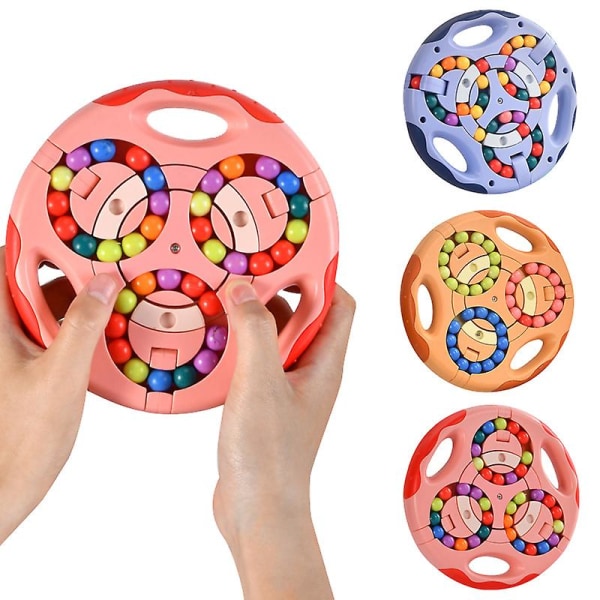 Roterande Magic Bean Leksaker Dekompressionsleksaker Roterande små pärlor Fidget Spinner Magic Cube Toy Barn Pussel Pedagogisk Pink