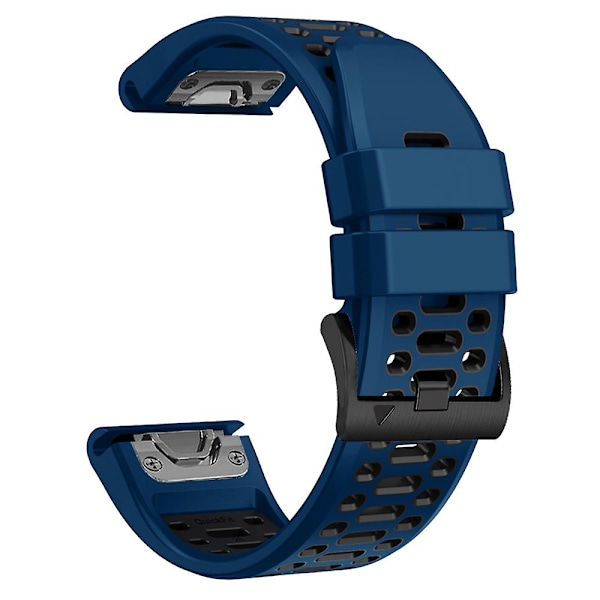 For Garmin Fenix 7/ 7 Pro Silikonurrem 22mm Dual Color Band med 3 rader hull Sapphire Black