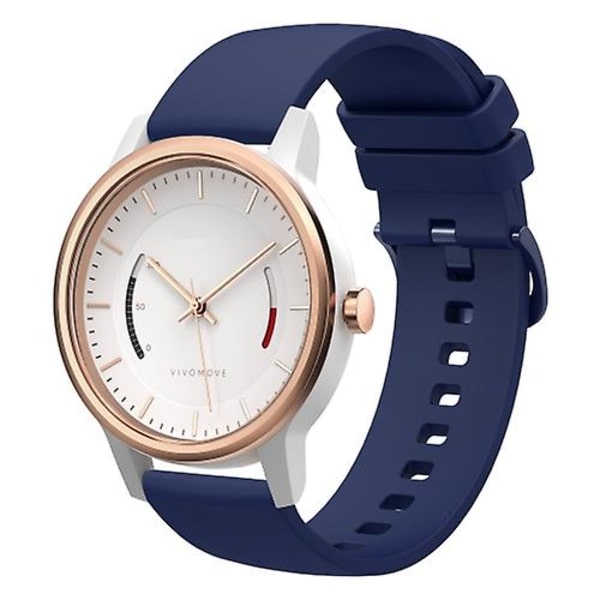 Til Garmin Vivomove 20 mm ensfarvet blød silikone urrem LYX Navy Blue