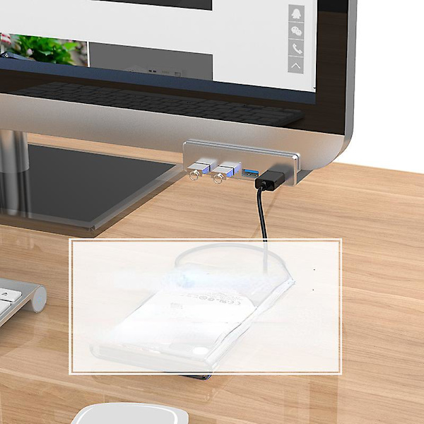 Aluminiumlegering Usb3.0 Splitter Dator Notebook Konverteringsspänne Black