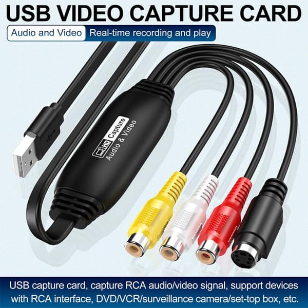 Usb-videokaptuerkort, drivrfri Av-signalkapturdatainsamlare, för 1080Pwin-system, Windows, Mac Os, Linux, Obs/Potplayer/Quicktime/Xsplit, etc.
