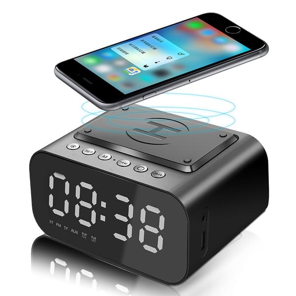 Bluetooth-højttaler Bt510, LED Digitalt Vækkeur Trådløs Telefonoplader (Sort)