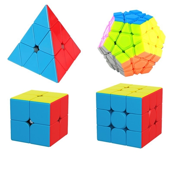Hurtigkube-sett, Klistremerkefrie Magiske Kuber Samling Pyramide 4-delt sett