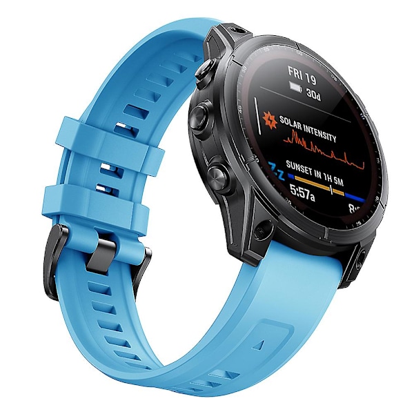 KALEBOLKLB-TXGJ-001 Garmin Fenix 7S / 7S Pro 20mm silikonihihna, jossa trapetsin muotoiset reiät Sky Blue