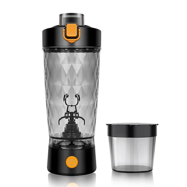 Juicer 600 ml, selvomrørende kop med pulverbeholder (sort)