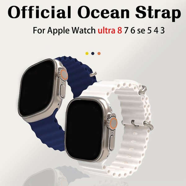 Ocean Armbånd For Apple Watch Band 44mm 40mm 45mm 41mm 49mm 42mm 38mm Smartwatch Silikonrem Iwatch Ultra Series 7 6 3 Se 8 38 40 41mm 45-Starlight-orange