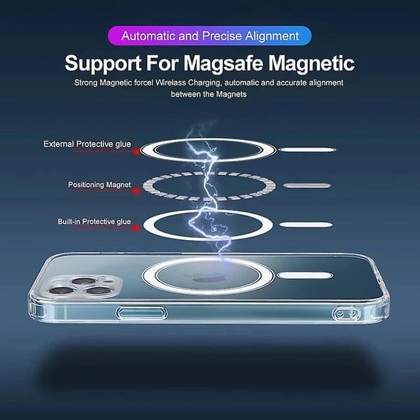 För Magsafe Magnetic Case Transparent Skydd Trådlöst cover For iPhone 11