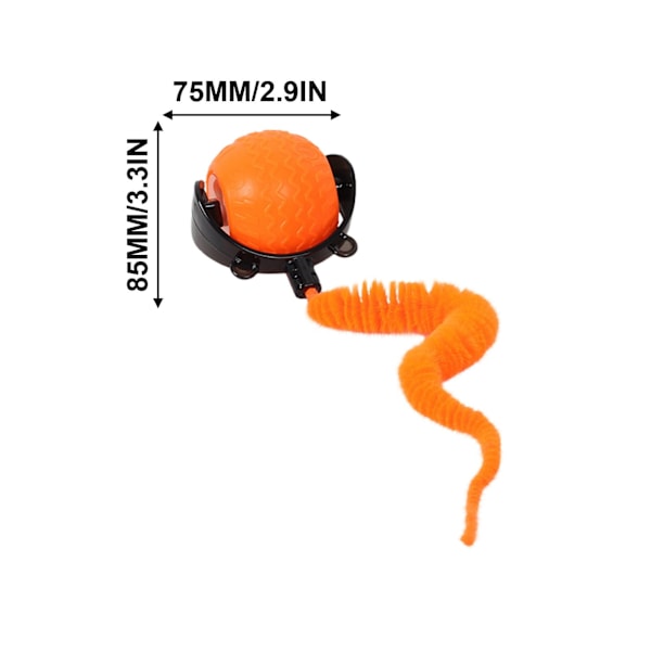 Interaktivt husdjursleksak med LED-lampor - Automatisk rullande boll med rep (Orange)