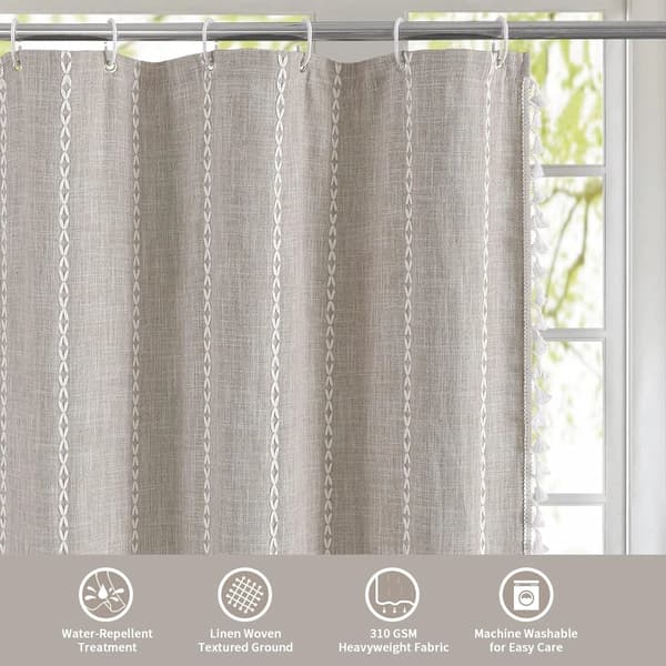 Dusjforheng, polyester for baderom, ensfarget med dusk, 180 cm x 180 cm Light Gray