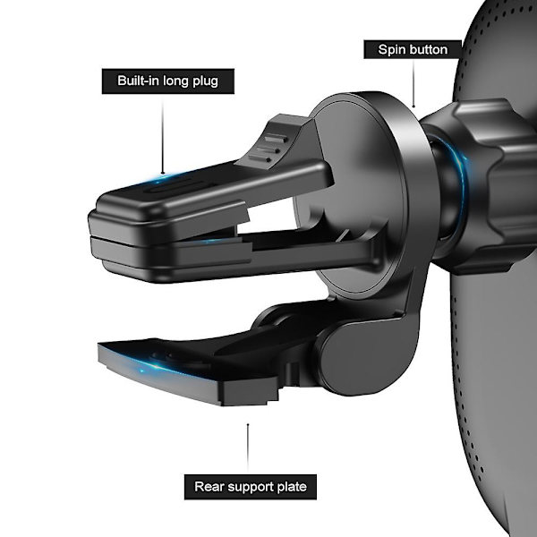 Trådløs biloplader, 15w bilopladerbeslag, luftventil bilopladerholder til Iphone 13/13 Pro /12/12 Pro