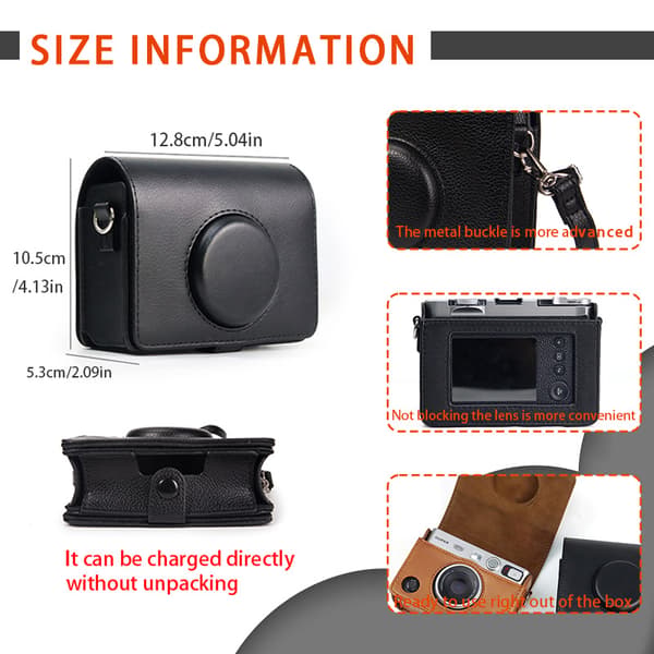 Etui for Instant Mini Evo, med skulderstropp (brun) Brown