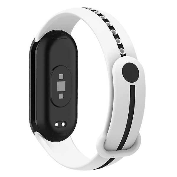 Myk silikon klokkearmbånd for Xiaomi Smart Band 8 tofarget justerbar håndleddsrem med spenne White  Black