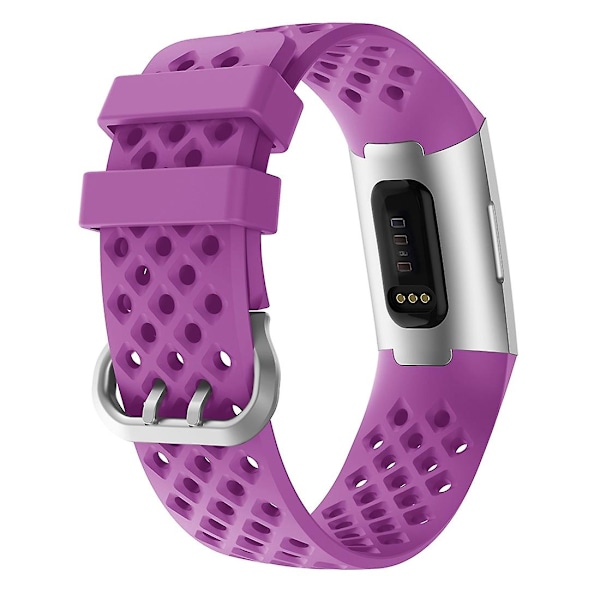 For Fitbit Charge 3 / 4 ontto neliömäinen silikoniranneke Purple