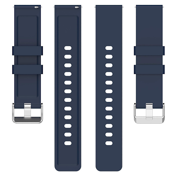 Silikoneurrem til Garmin Venu/Venu 2 Plus/Venu Sq/Venu Sq 2, 20mm urrem med sølvfarvet spænde i rustfrit stål Midnight Blue