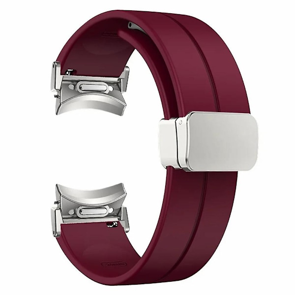 Samsung Galaxy Watch4 / Watch 5 / Watch6 -rannekke, pehmeä silikoniranneke magneettilukolla Wine Red