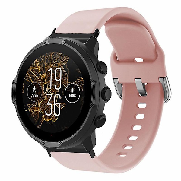 24mm justerbar silikonrem for Suunto Spartan Sport Wrist Hr Baro / Suunto 7 Pink