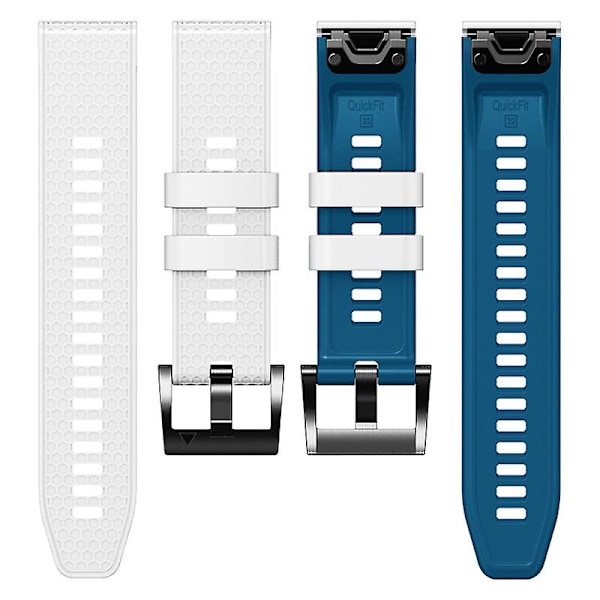 Pistepisteinen silikoniranneke Garmin Tactix 7 Prolle / Fenix 7x:lle / 6x Prolle / 5x Plus:lle, 26 mm:n kaksiväriranneke White Blue