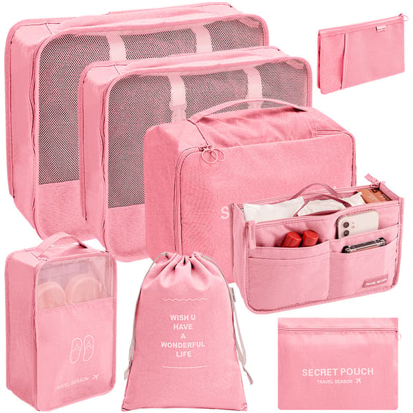 Kuffert Organizer Taskesæt, 8-pak (Pink)