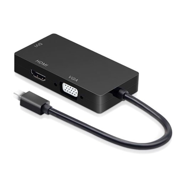 Mini DP til VGA/HDMI/DVI-adapter sort