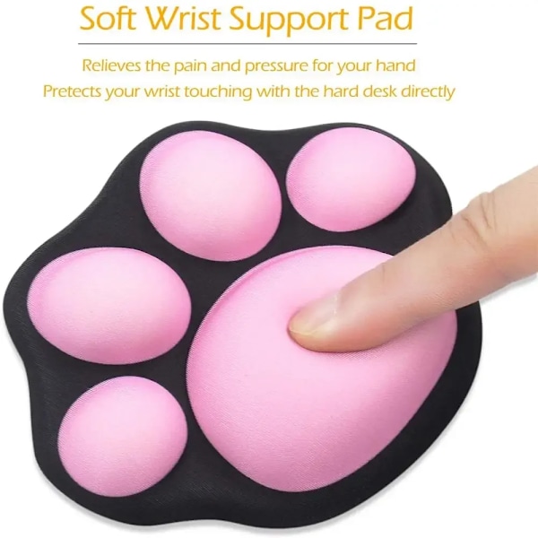 Söt Mus Handledsstöd Pad Katt Tass Mönster Bekväm Mjuk (Grå-Rosa)