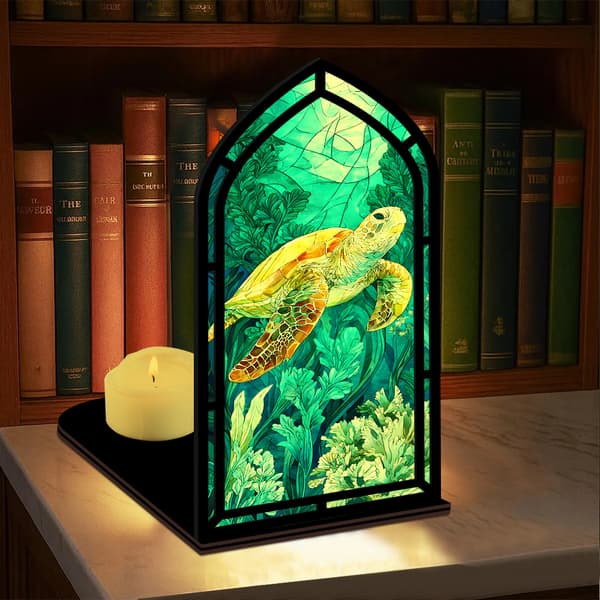 Fantasy bokkrok for bokelskere, med stearinlyslampe Sea Turtle