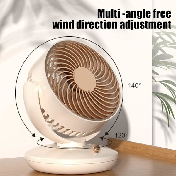 Bordventilator - 3-Hastigheds Luftcirkulationsventilator, 22Db Lav Støj, 90° Rotation Med Luftfugter - Grøn