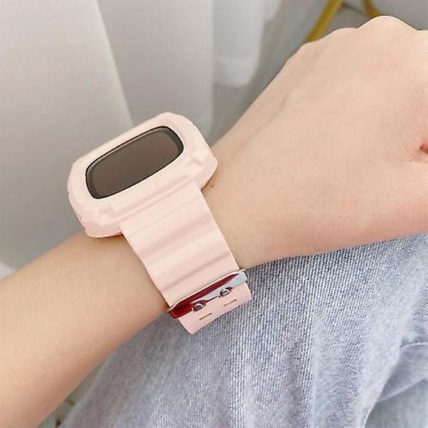 For Fitbit Versa 3 3d Silikon integrert klokkebånd LNK Pink