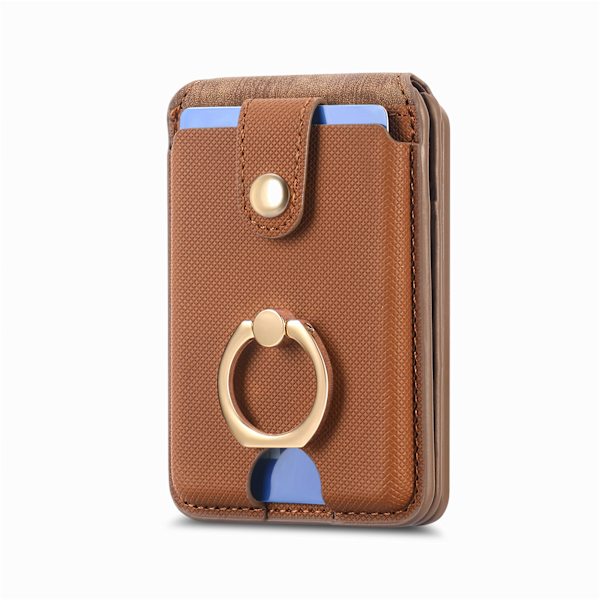 Superstark magnetisk Magsafe-korthållare för Apple 15, N52 magnet Rfid multi-korthållare finger ring spänne korthållare Brown