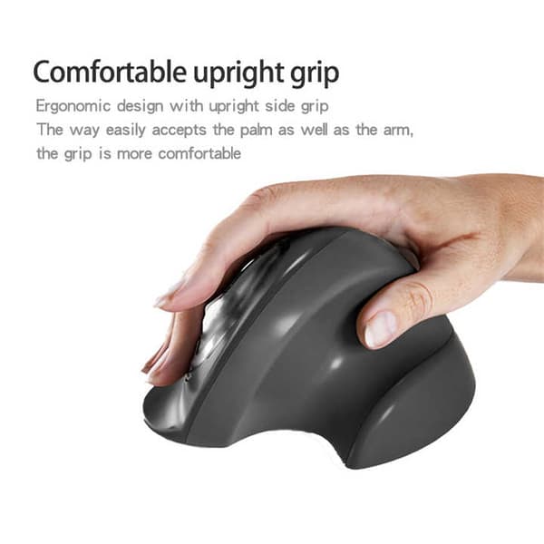 Ergonomisk vertikal mus, oppladbar dobbelmodus Dpi justerbar (svart)